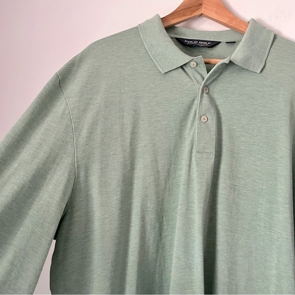 POLO GOLF Ralph Lauren Pima Cotton Long Sleeve 3 Button Polo Shirt Sage Green XL - Picture 4 of 8